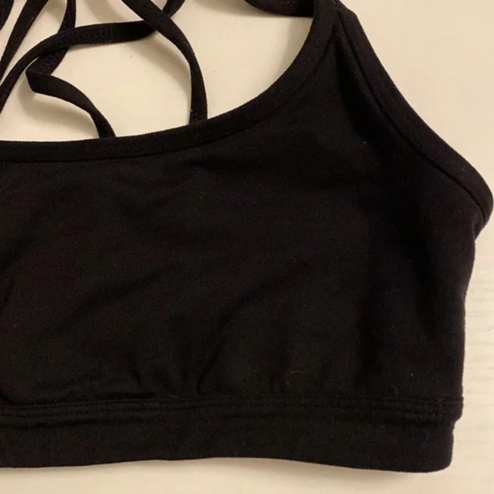Athleta Pure Black Strappy Basic Active Sports Br… - image 4
